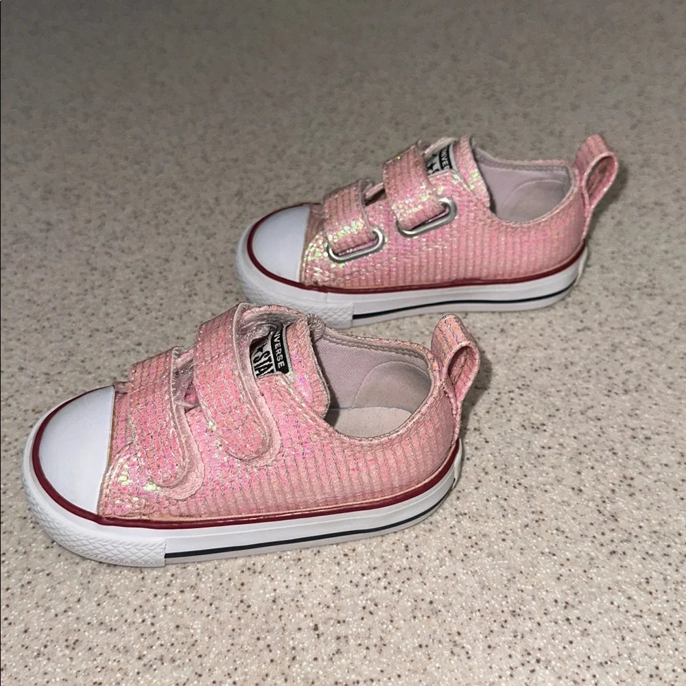 Converse Chuck Taylor All Star 2V Ox Toddler's Shoes Glittery Pink Sneakers 5